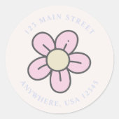 Retro Flower-label retouradres Ronde Sticker (Voorkant)