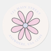 Retro Flower-label retouradres Ronde Sticker (Voorkant)