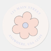 Retro Flower-label retouradres Ronde Sticker (Voorkant)