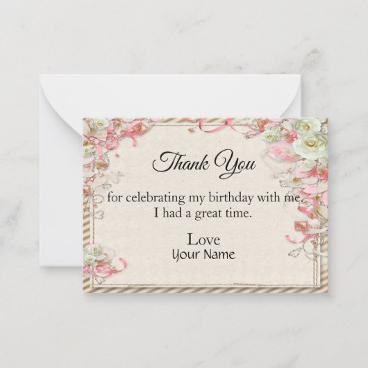 Retro Flower Lijst voor dank Notitiekaartje (Voorkant)