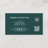 Retro Flower Mandala Blauwgroen Visitekaartje (Achterkant)