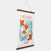 Retro Flower Market Paris Wall Tapestry Hangend Wandkleed (Gebogen)