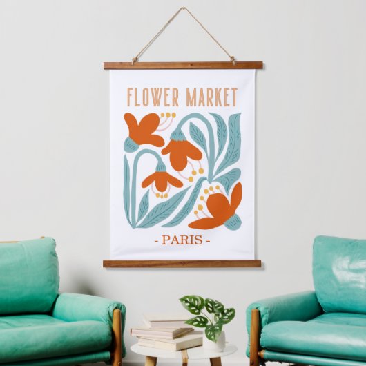 Retro Flower Market Paris Wall Tapestry Hangend Wandkleed (Woonkamer)