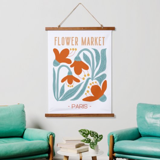 Retro Flower Market Paris Wall Tapestry Hangend Wandkleed (Woonkamer)