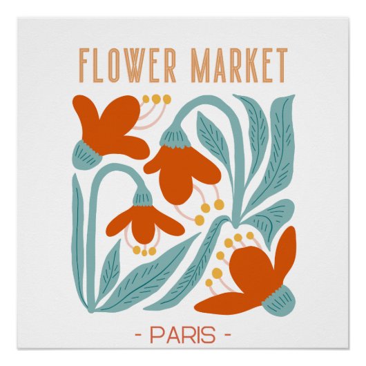 Retro Flower Market Paris Wall Tapestry Perfect Poster (Voorkant)