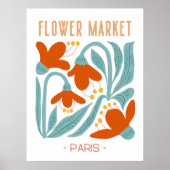 Retro Flower Market Paris Wall Tapestry Poster (Voorkant)