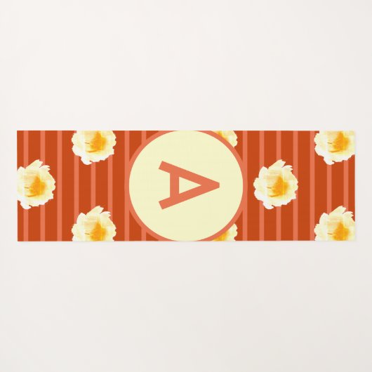 Retro Flower Monogram Yogamat (Achterkant (horizontaal))