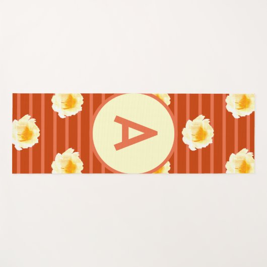 Retro Flower Monogram Yogamat (Voorkant (horizontaal))