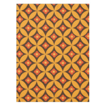 Retro Flower op Mid Century Circles sinaasappel