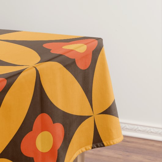 Retro Flower op Mid Century Circles sinaasappel Tafelkleed (Voorbeeld)