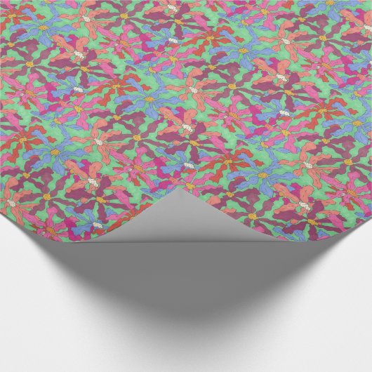 Retro Flower Pattern Boho Design Cadeaupapier (Hoek)