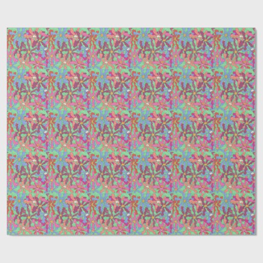 Retro Flower Pattern Boho Design Cadeaupapier (Vlak)