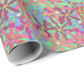 Retro Flower Pattern Boho Design Cadeaupapier (Rol Hoek)