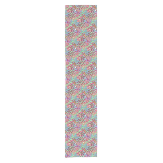 Retro Flower Pattern Boho Design Korte Tafelloper (Voorkant)