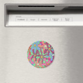 Retro Flower Pattern Boho Design Magneet (Insitu (Vaatwasser))
