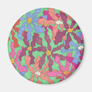 Retro Flower Pattern Boho Design Magneet