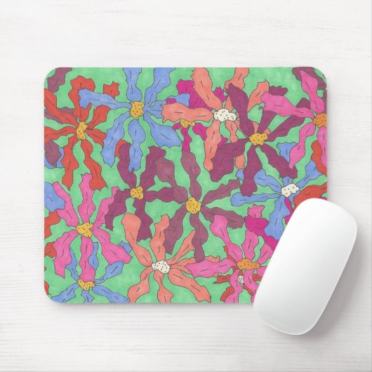 Retro Flower Pattern Boho Design Muismat (Met muis)