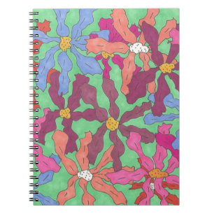 Retro Flower Pattern Boho Design Notitieboek