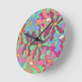 Retro Flower Pattern Boho Design Ronde Klok (Hoek)