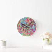 Retro Flower Pattern Boho Design Ronde Klok (Huis)
