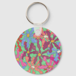 Retro Flower Pattern Boho Design Sleutelhanger