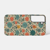 Retro Flower Pattern Galaxy S22 Hoesje Samsung Galaxy Hoesje (Achterkant horizontaal)