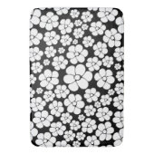 Retro Flower Pattern in White op Black Badmat (Voorkant Verticaal)