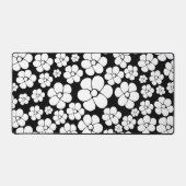 Retro Flower Pattern in White op Black Bureaumat (Voorkant)