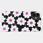 Retro Flower Pattern in White op Black Case-Mate iPhone Case (Achterkant (horizontaal))