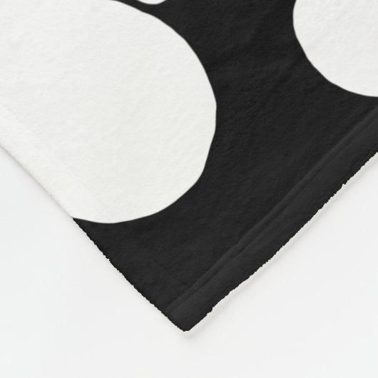 Retro Flower Pattern in White op Black Fleece Deken (Hoek)