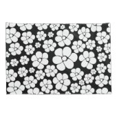 Retro Flower Pattern in White op Black Kussensloop (Achterkant-Rechts)