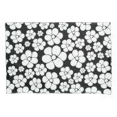 Retro Flower Pattern in White op Black Kussensloop (Voorkant-Links)