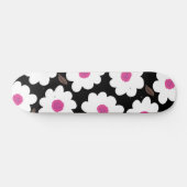 Retro Flower Pattern in White op Black Persoonlijk Skateboard (Horizontaal)