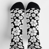 Retro Flower Pattern in White op Black Sokken (Top)