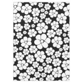 Retro Flower Pattern in White op Black Tafelkleed (Voorkant)