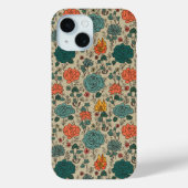 Retro Flower Pattern iPhone 15 Hoesje (Achterkant)