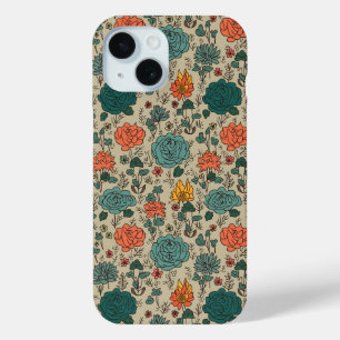 Retro Flower Pattern iPhone 15 Hoesje