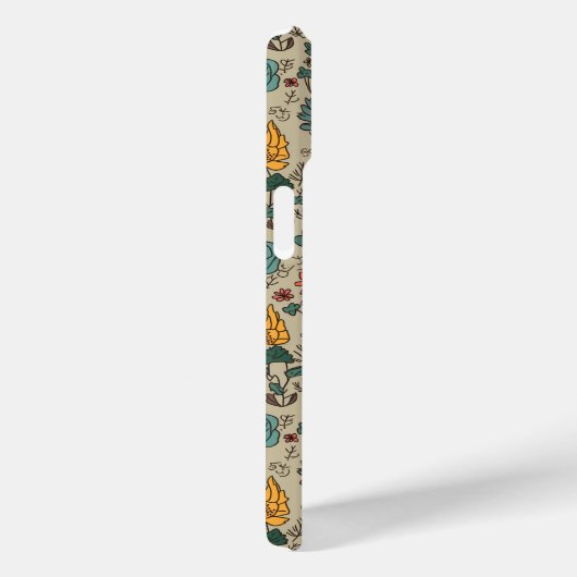 Retro Flower Pattern iPhone 15 Hoesje (Achterkant / Rechts)