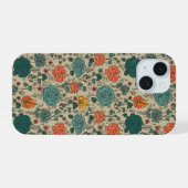 Retro Flower Pattern iPhone 15 Hoesje (Achterkant horizontaal)