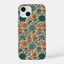 Retro Flower Pattern iPhone 15 Hoesje