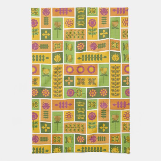 Retro Flower Pattern Kitchen Towel Theedoek (Verticaal)