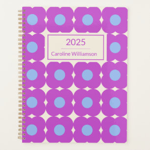 Retro Flower Pattern Paars Mid Mod Persoonlijk Planner