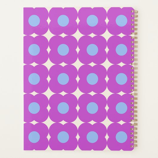 Retro Flower Pattern Paars Mid Mod Persoonlijk Planner (Achterkant)
