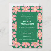 Retro Flower Peace Pink Green Graduparty Kaart (Voorkant)