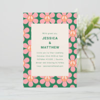 Retro Flower Peace Pink Green Groovy Weddenschap