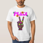 Retro Flower Peace Sign T-Shirt (Voorkant)