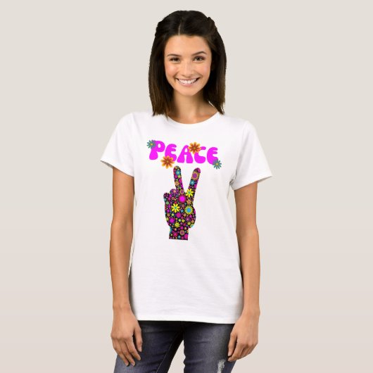 Retro Flower Peace Sign T-shirt (Voorkant volledig)