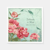  Retro Flower Peony Couples Shower Decor Servetten (Voorkant)