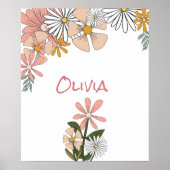 Retro Flower Poster voor Meisje Kamer (Voorkant)