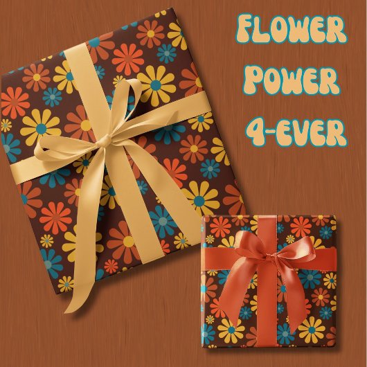 Retro Flower Power 1960's Cadeaupapier